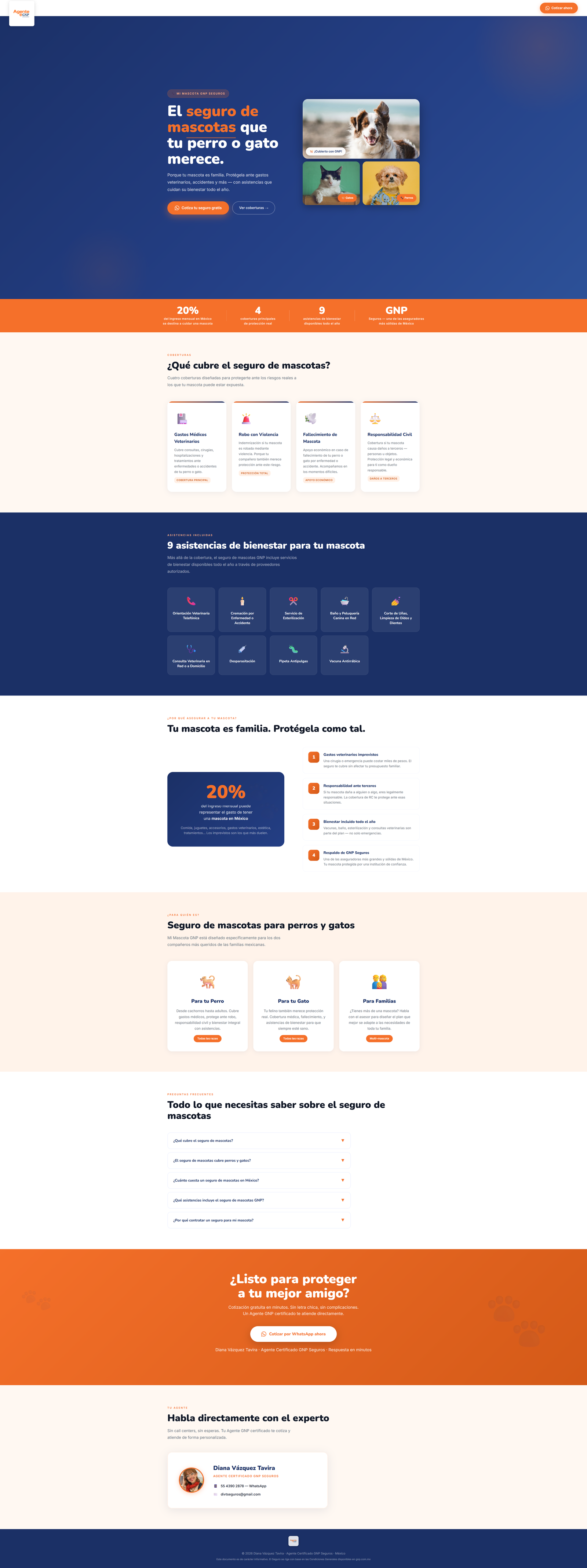 Seguro de Mascotas GNP — Landing Page